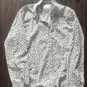 Men's White Floral Button Down